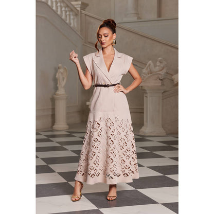 Ivory Aura Laser-Cut Maxi Dress