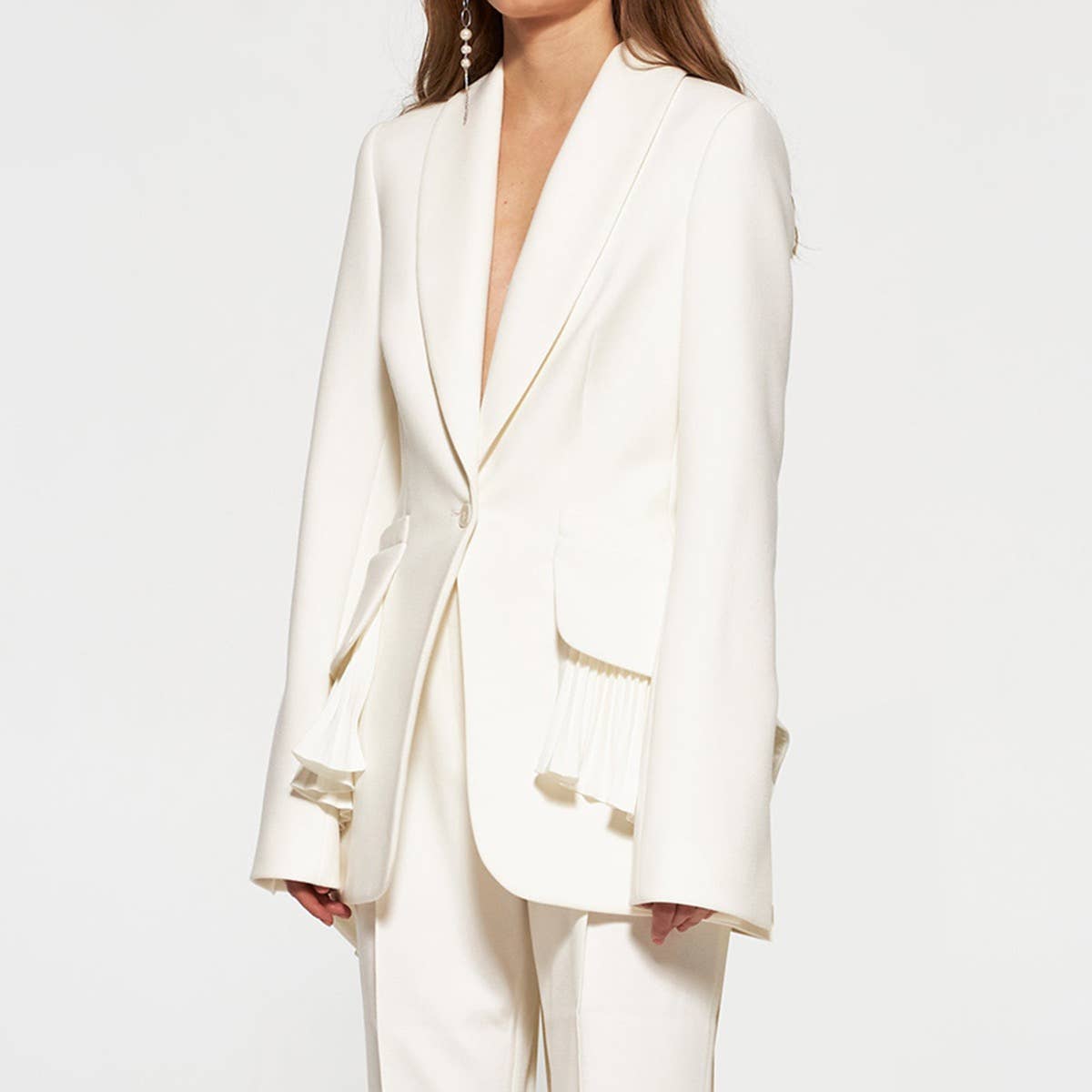 YOHAN Elegant Pleated Hem Jacket - Spring/Autumn Chic