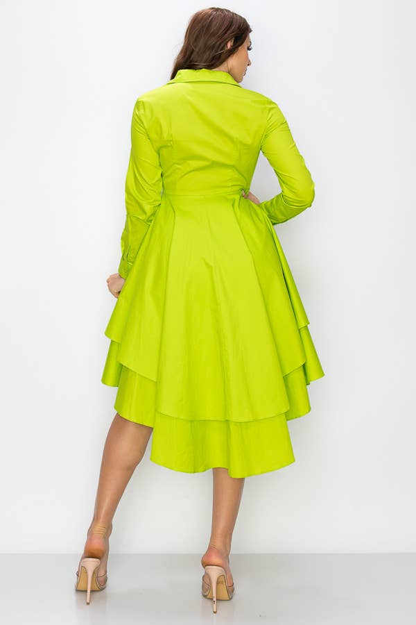 High Low Peplum Button Down dress