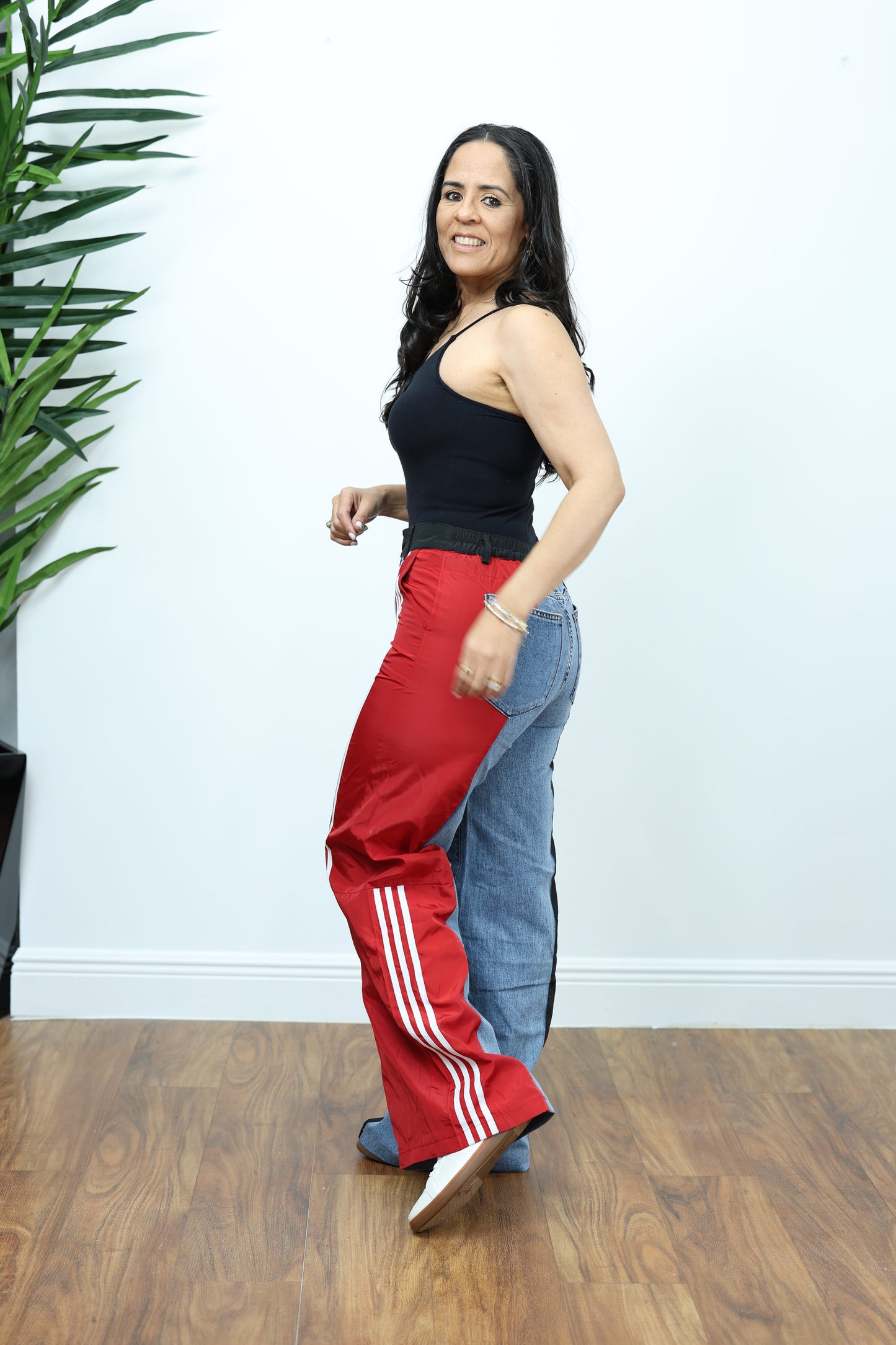Denim Black & Red Jeans