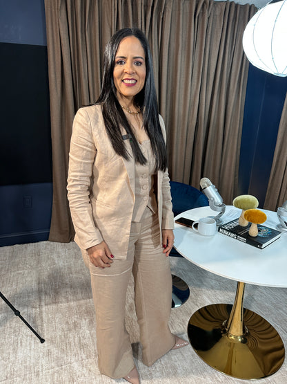 Linen 3 PC blazer & Strapless vest Set