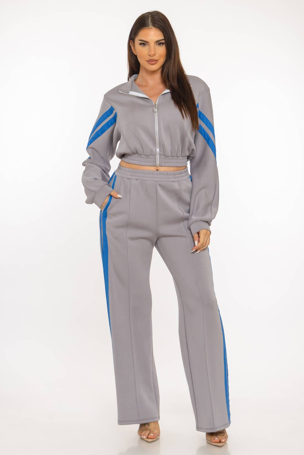 Scuba Sports Mesh Tape Front Zip Up Jacket And Pants Set