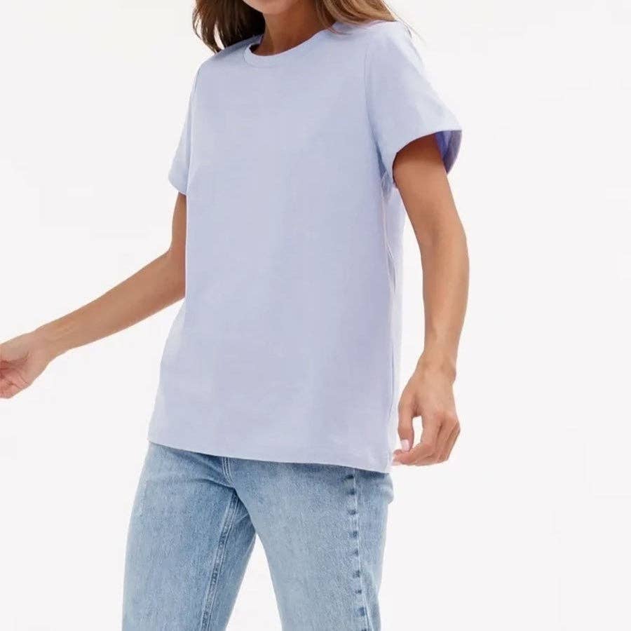 Cotton Crew Neck T-Shirt Short Sleeve Casual Top