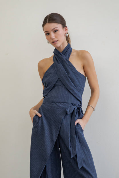 Valeria Cross-Halter Wrap Top