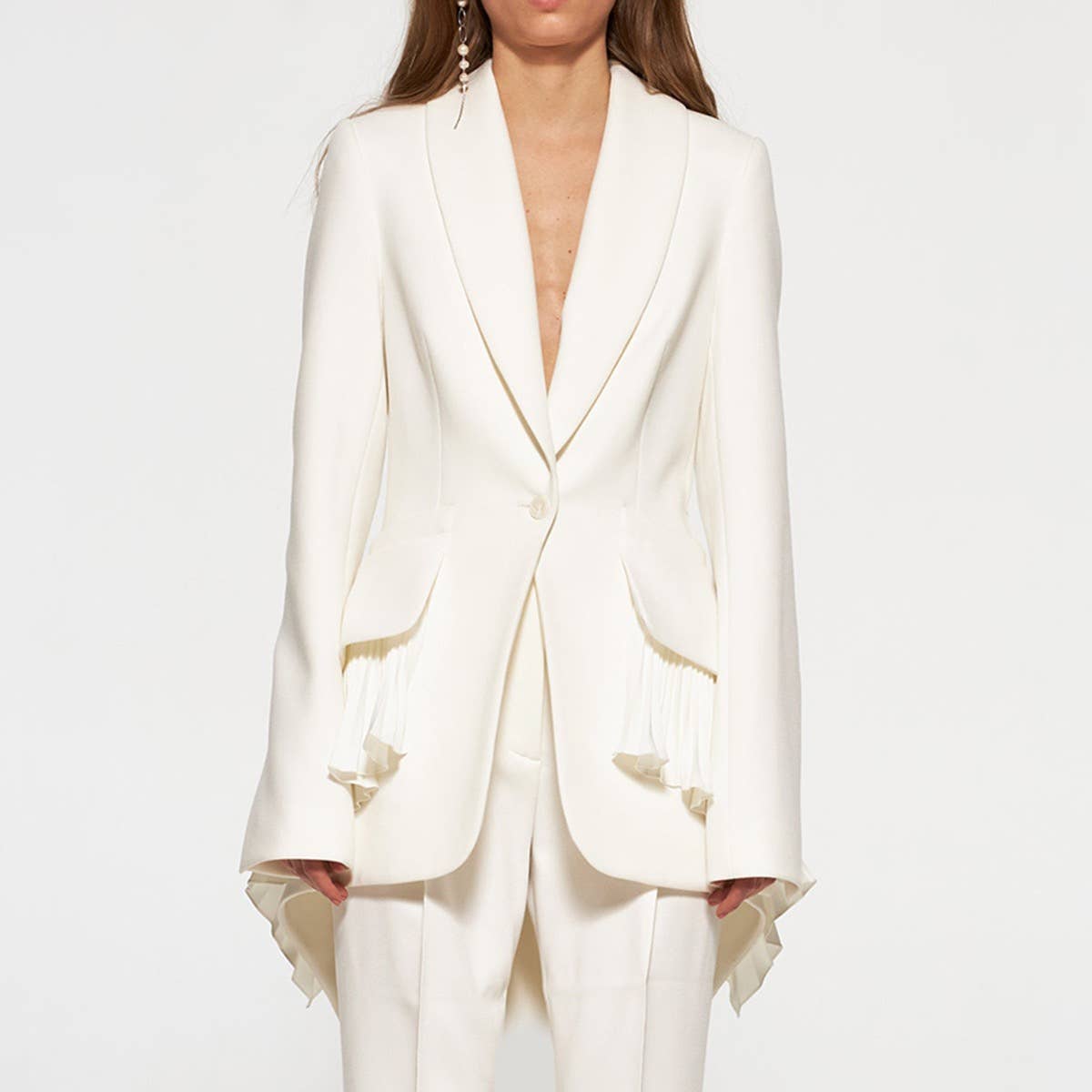 YOHAN Elegant Pleated Hem Jacket - Spring/Autumn Chic