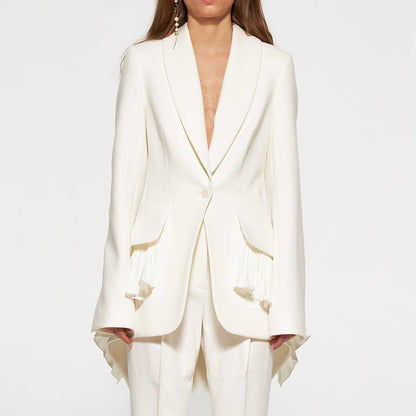 YOHAN Elegant Pleated Hem Jacket - Spring/Autumn Chic