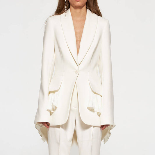 YOHAN Elegant Pleated Hem Jacket - Spring/Autumn Chic