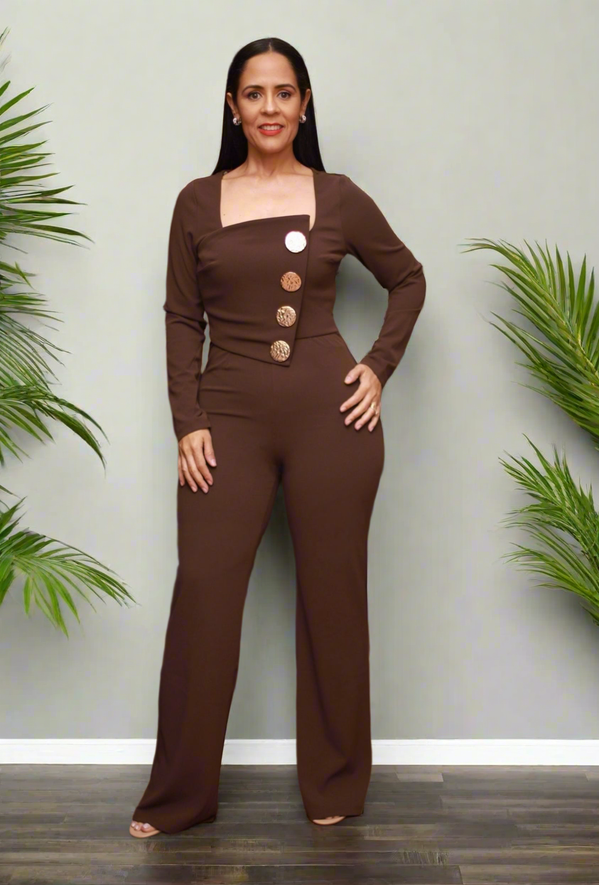 Buttons Long Jumpsuit