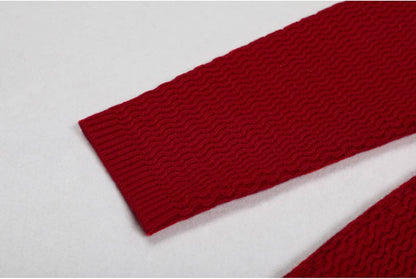 Carolina Elegant Knitted V-Neck Hand-Beaded Long-Sleeve Dress