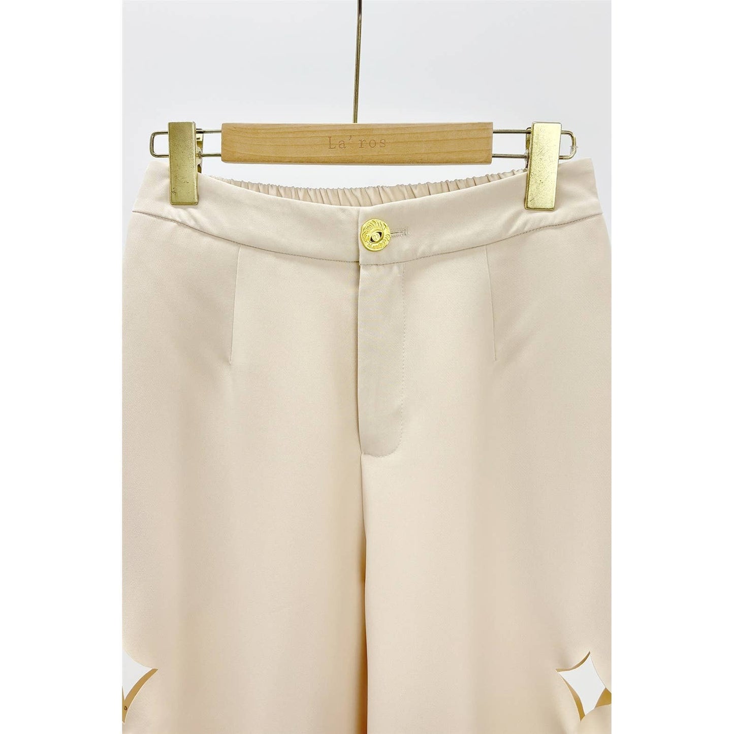 Ivory Sculpted Cutout Palazzo Pants