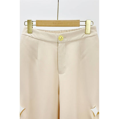 Ivory Sculpted Cutout Palazzo Pants