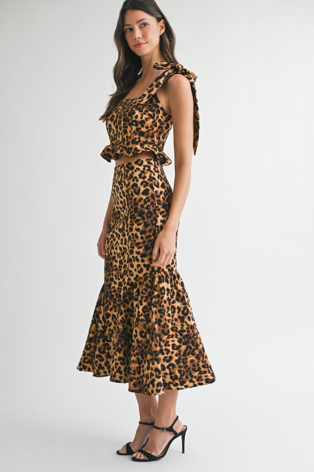 Leopard print skirt set