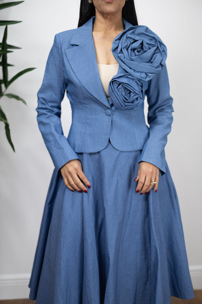 Flora Splicing Blazer & A line skirt SET