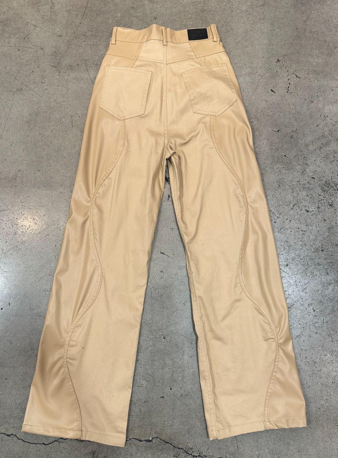 Sculpt Beige Wave-Panel Pants