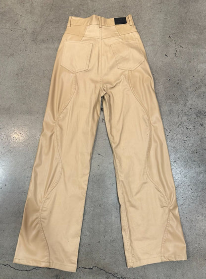 Sculpt Beige Wave-Panel Pants