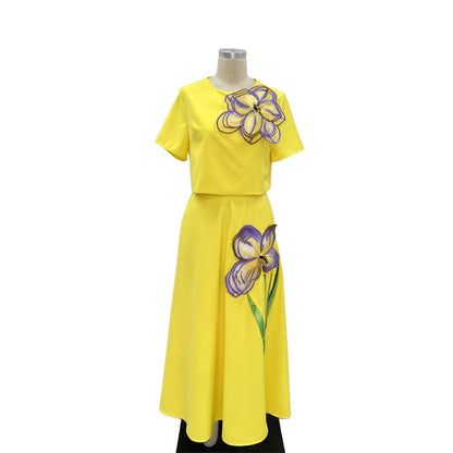 Golden Bloom Luxe Skirt Set