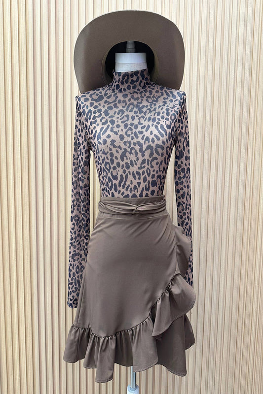 T289-5914-Karen Pretty Animal Print Mesh Bodysuit