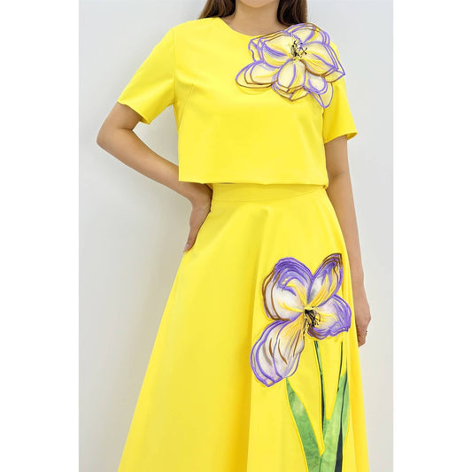 Golden Bloom Luxe Skirt Set