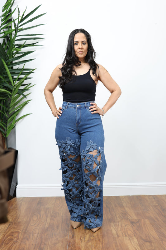 A la Moda Floral Jeans