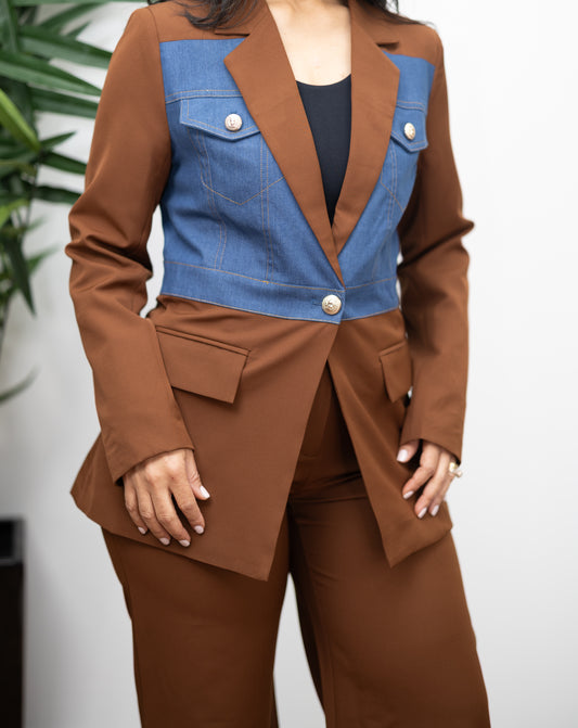 Denim Contrast Power Suit