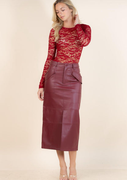 Josefina FAUX MIDI SPLI SKIRT
