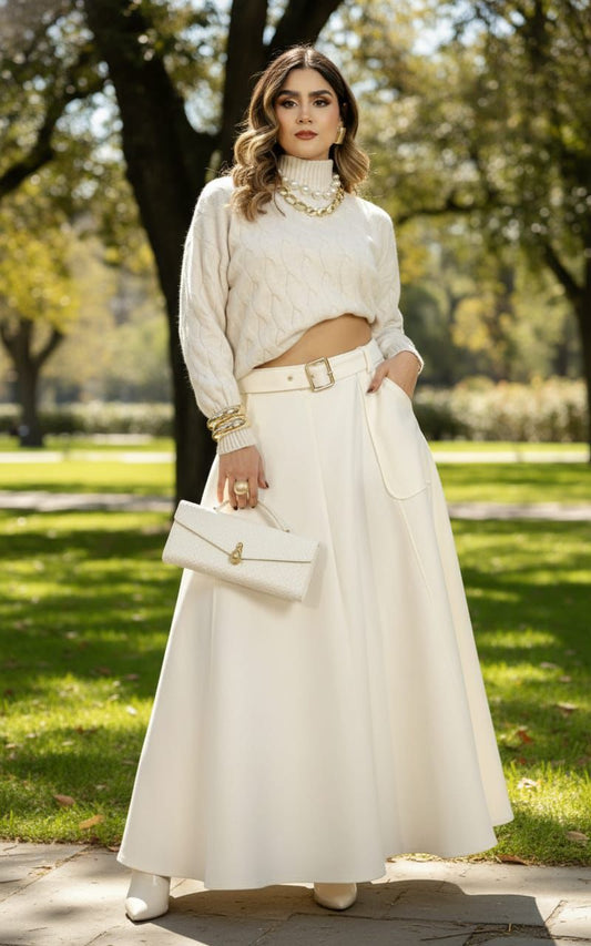 Ivory Grace A-Line Maxi Skirt