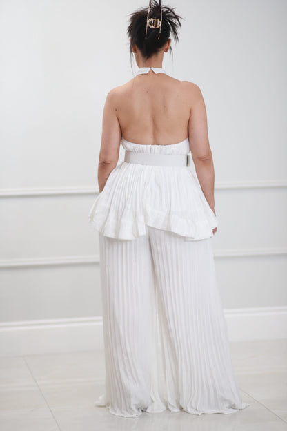 Bladimira 2Pcs Pleated pants and Top SET
