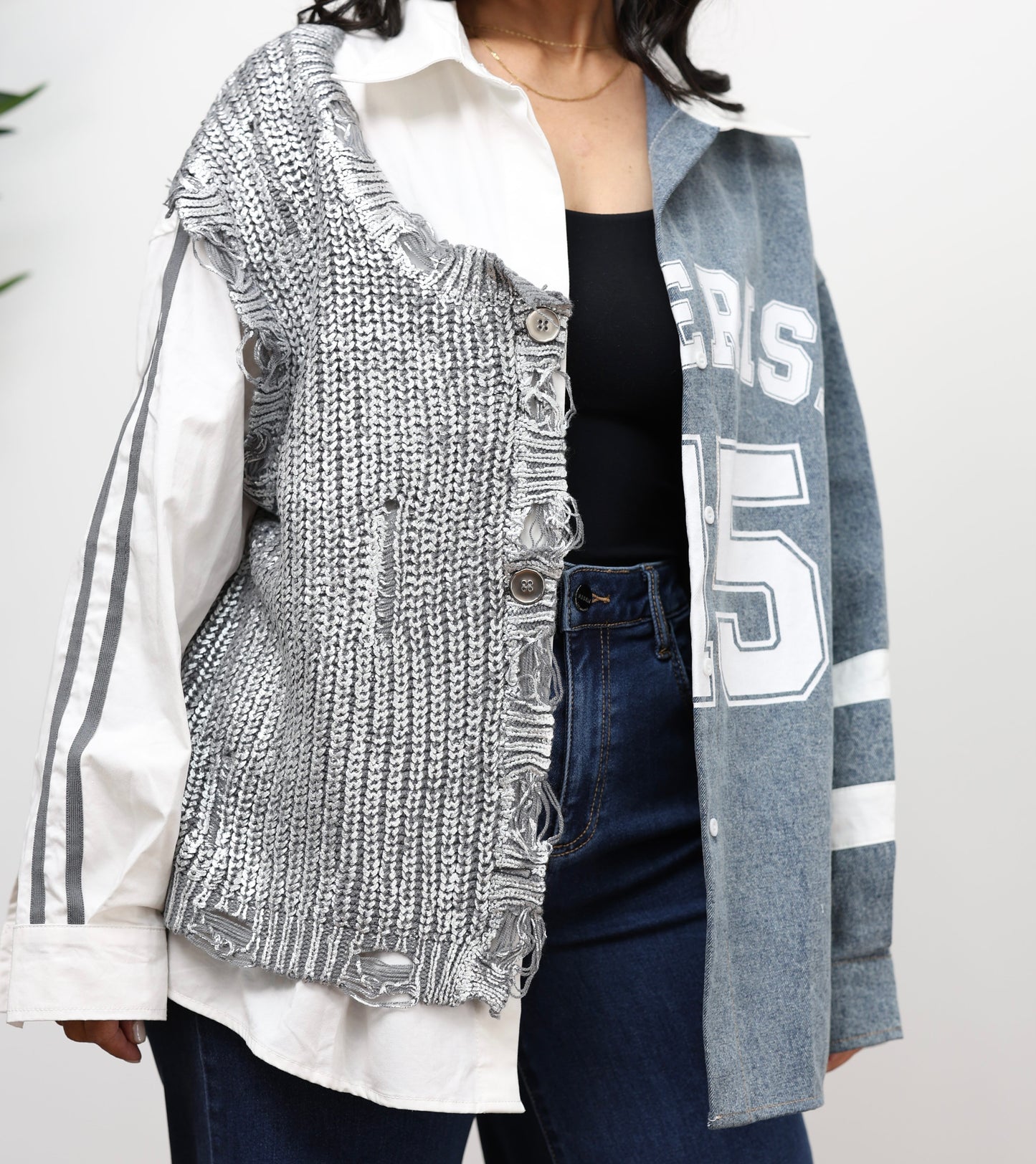 Paola Doble Contrast Oversized Top