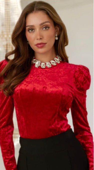Scarlet Luxe Velvet Bodysuit