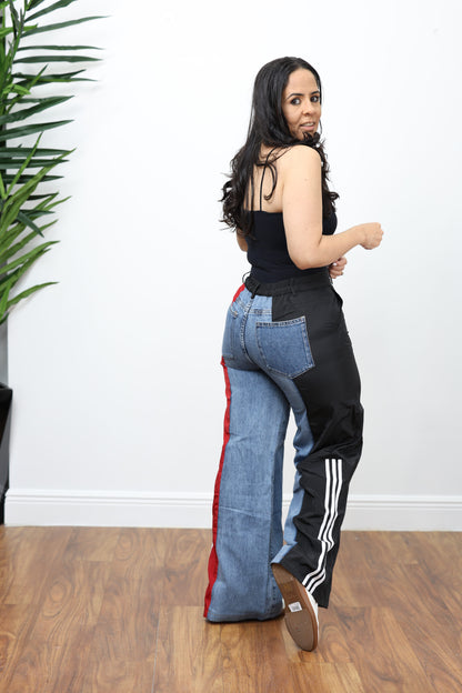 Denim Black & Red Jeans