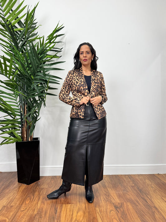 Iris Leopard Print Long Sleeve Jacket