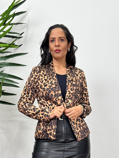 Iris Leopard Print Long Sleeve Jacket