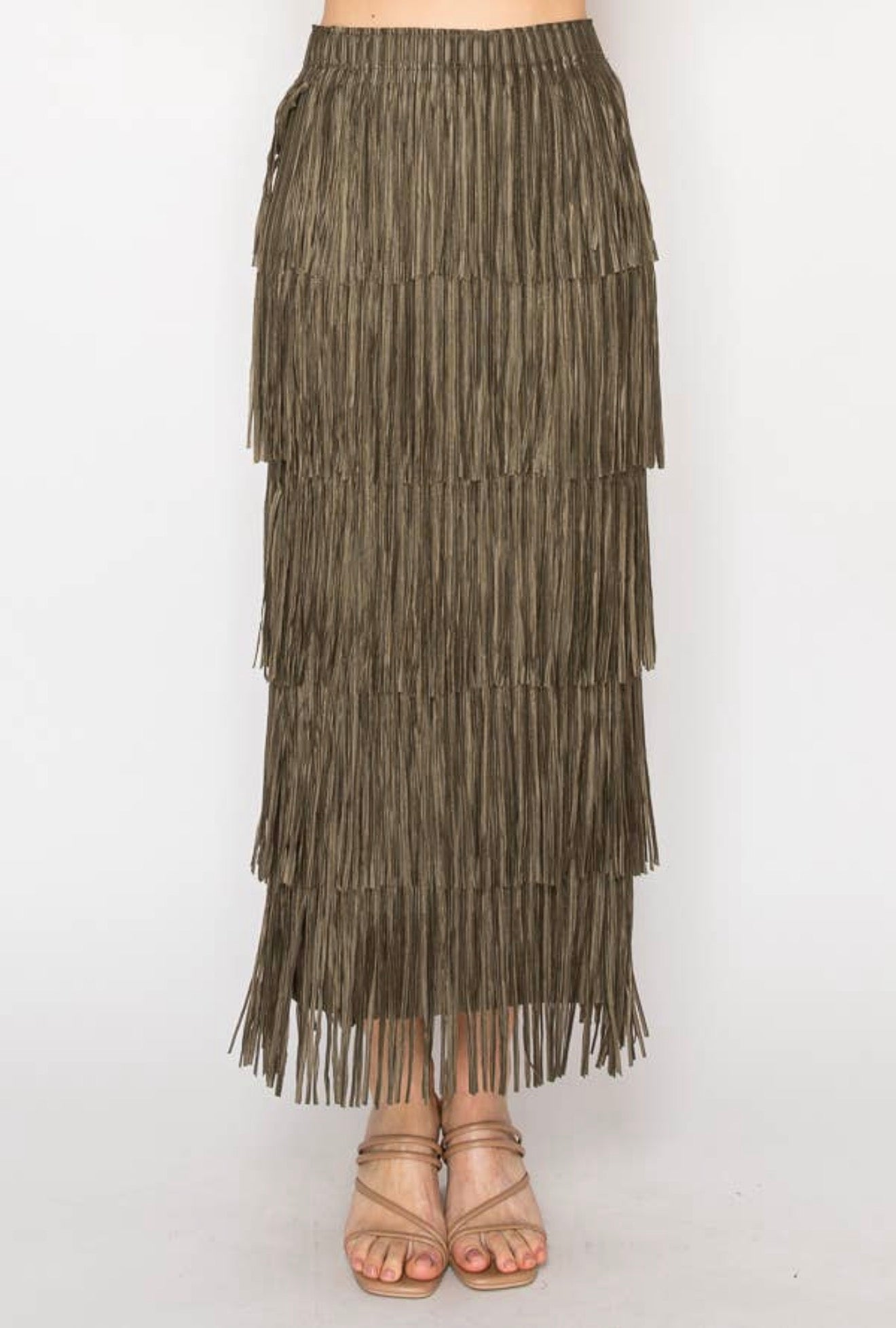 Lorena Tiered Fringe Skirt
