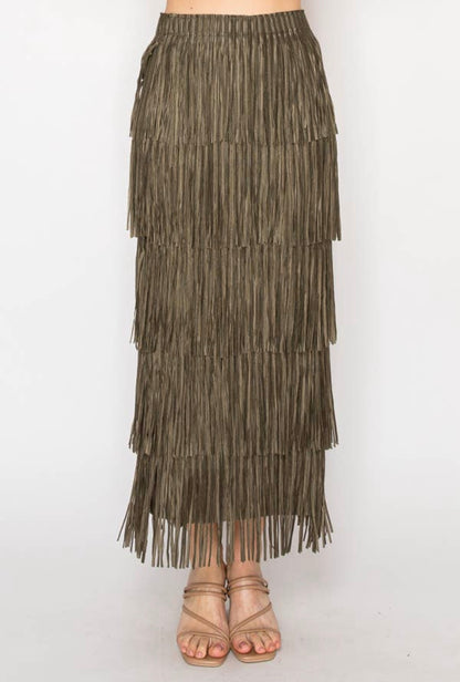 Lorena Tiered Fringe Skirt