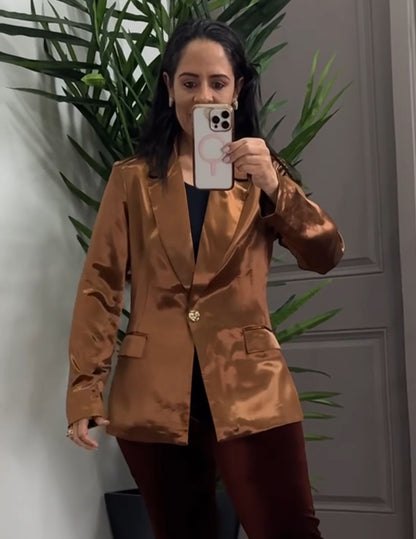 Satin Luxe Blazer Bronze Edition