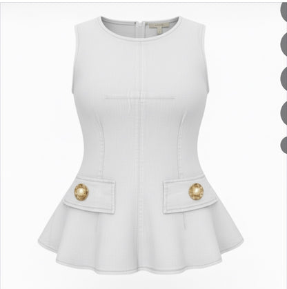 Valentina Sculpt Denim Peplum Top