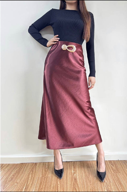 Golden Loop Satin Skirt