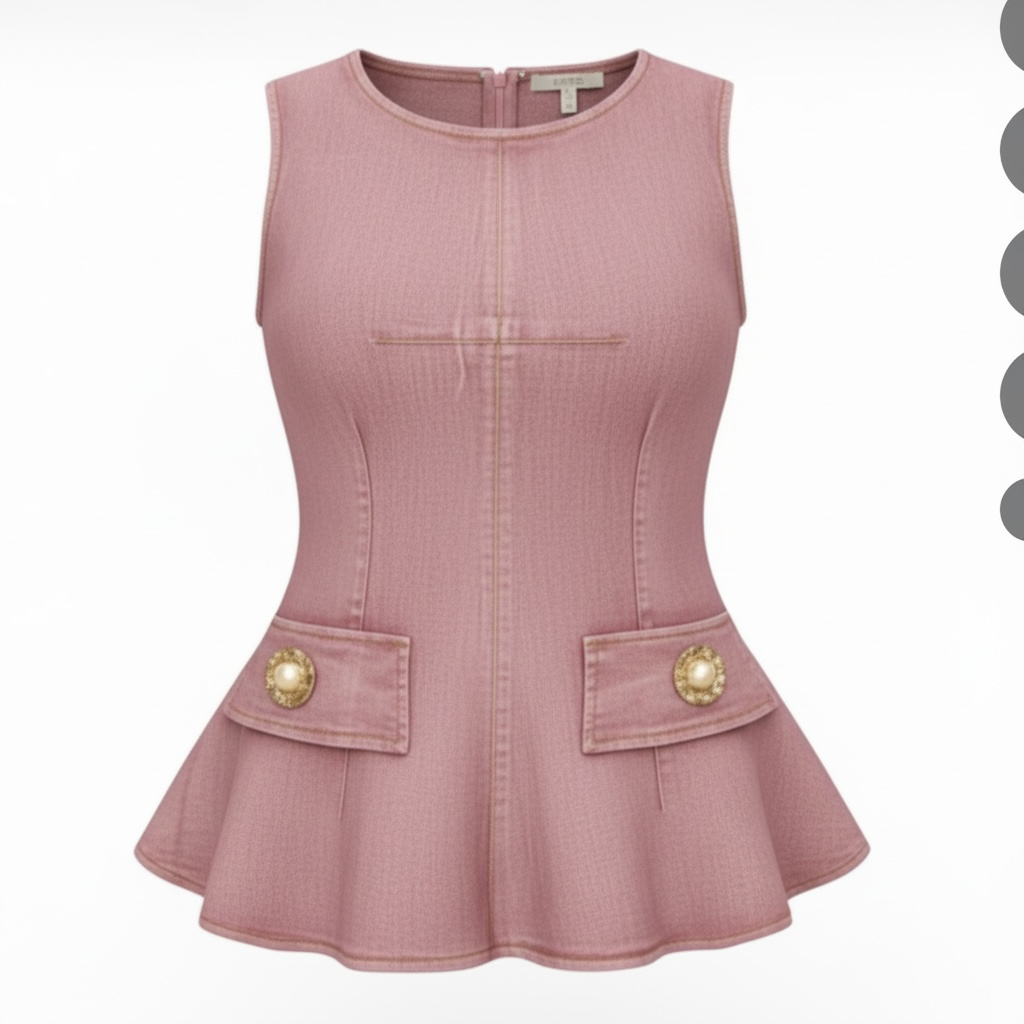 Valentina Sculpt Denim Peplum Top