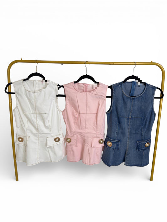 Valentina Sculpt Denim Peplum Top