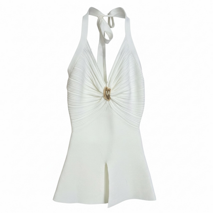 Noir Allure Halter Knit Top