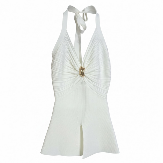 Noir Allure Halter Knit Top