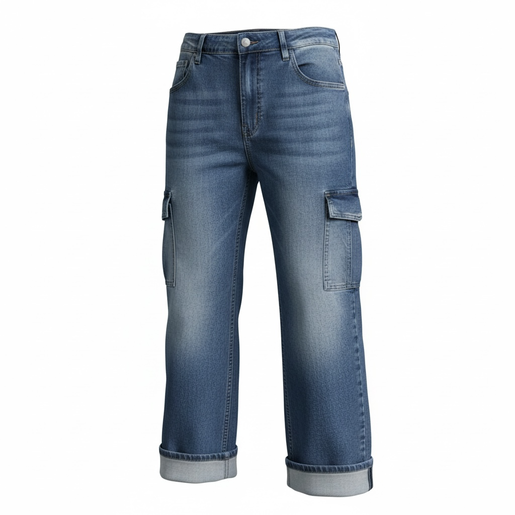 Cuff Cargo WIDE LEG JEANS