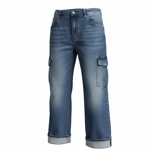Cuff Cargo WIDE LEG JEANS