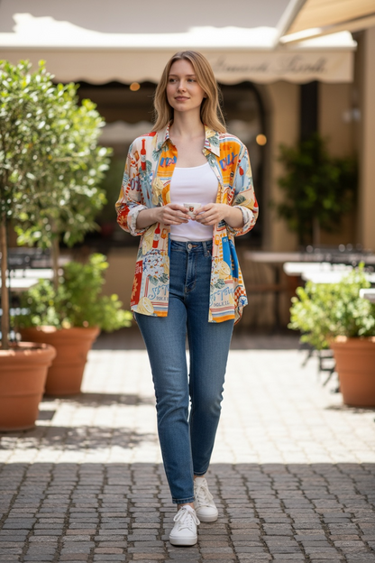 Amalfi Riviera Statement Blouse