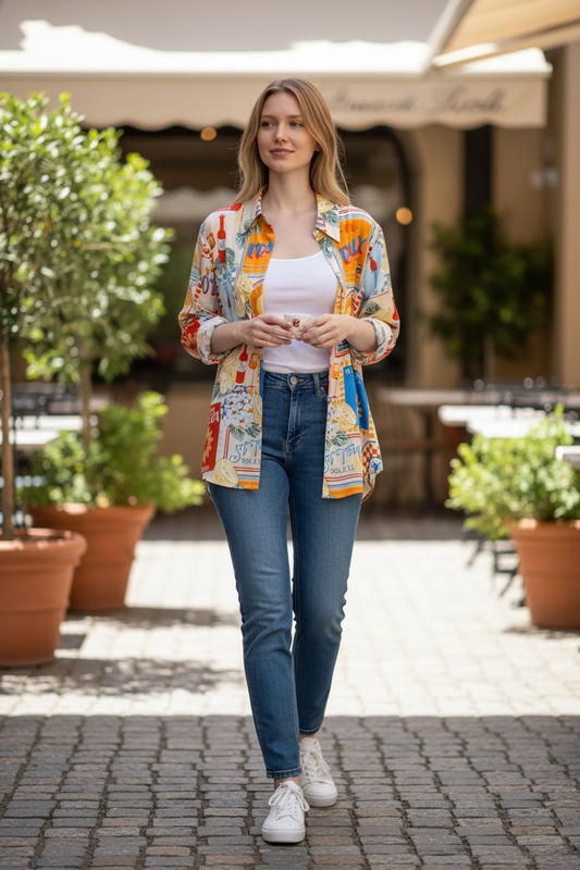 Amalfi Riviera Statement Blouse