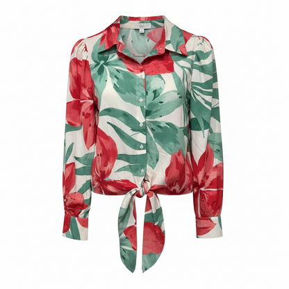 Tropical Élan Tie-Front Blouse
