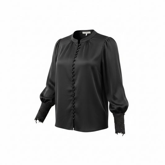 Midnight Elegance Silk Blouse