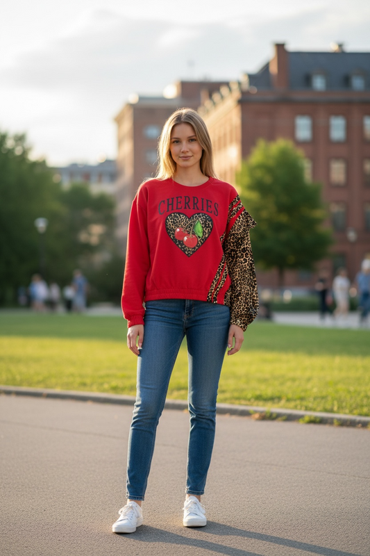 Cherry Luxe Contrast Sweatshirt