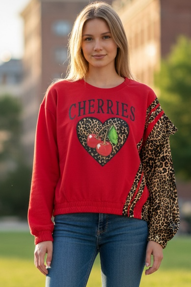 Cherry Luxe Contrast Sweatshirt