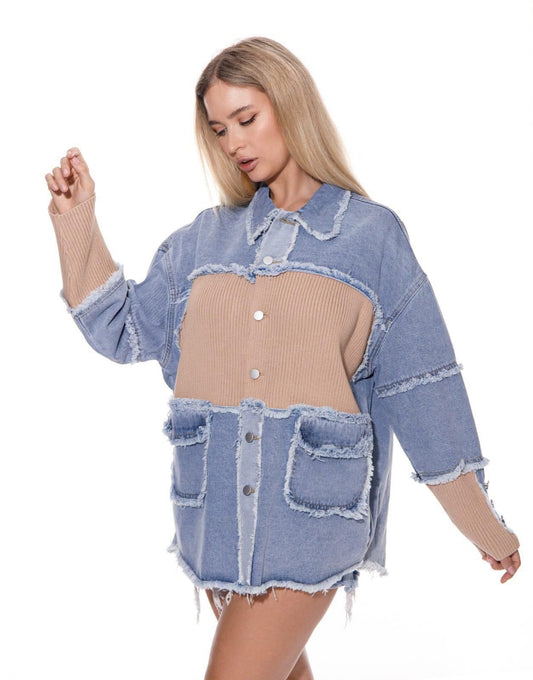 CHAQUETA VAQUERA OVERSIZE EN CONTRASTE